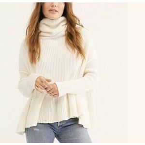 Free People Layer Cake Sweater Turtleneck Coconut